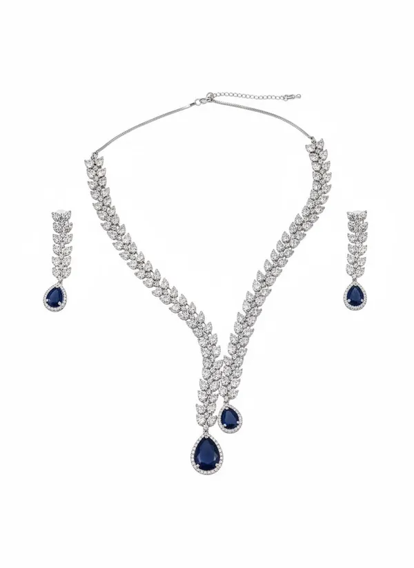 Silver_And_Blue_Sapphire_Sapphire_Stream_Necklace_Set_For_Women